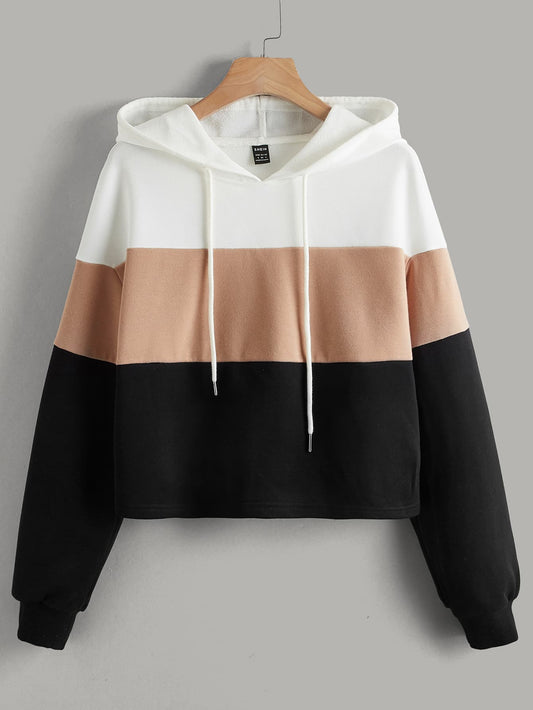 EZwear Striped Colorblock Hooded Sweatshirt - WestLine Apparel