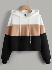 EZwear Striped Colorblock Hooded Sweatshirt - WestLine Apparel