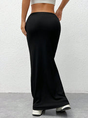 EZwear Women'S Black Knit Tight-Fit Knee-Length Skirt - WestLine Apparel