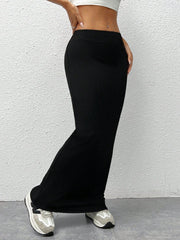 EZwear Women'S Black Knit Tight-Fit Knee-Length Skirt - WestLine Apparel