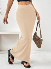 EZwear Women'S Black Knit Tight-Fit Knee-Length Skirt - WestLine Apparel