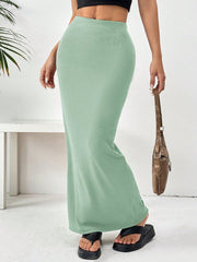 EZwear Women'S Black Knit Tight-Fit Knee-Length Skirt - WestLine Apparel