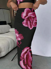 EZwear Women'S Black Knit Tight-Fit Knee-Length Skirt - WestLine Apparel