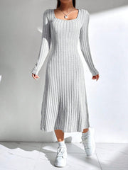 EZwear Women'S Solid Color Rib Knit Sweater Dress - WestLine Apparel