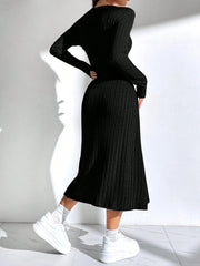 EZwear Women'S Solid Color Rib Knit Sweater Dress - WestLine Apparel