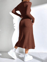 EZwear Women'S Solid Color Rib Knit Sweater Dress - WestLine Apparel