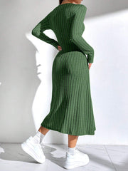 EZwear Women'S Solid Color Rib Knit Sweater Dress - WestLine Apparel