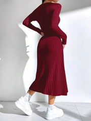 EZwear Women'S Solid Color Rib Knit Sweater Dress - WestLine Apparel