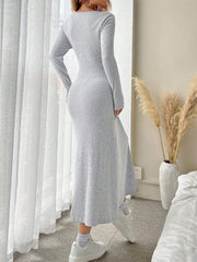 EZwear Women'S Solid Color Rib Knit Sweater Dress - WestLine Apparel