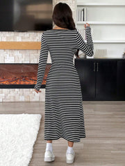 EZwear Women'S Solid Color Rib Knit Sweater Dress - WestLine Apparel