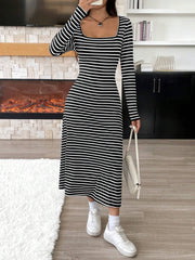 EZwear Women'S Solid Color Rib Knit Sweater Dress - WestLine Apparel