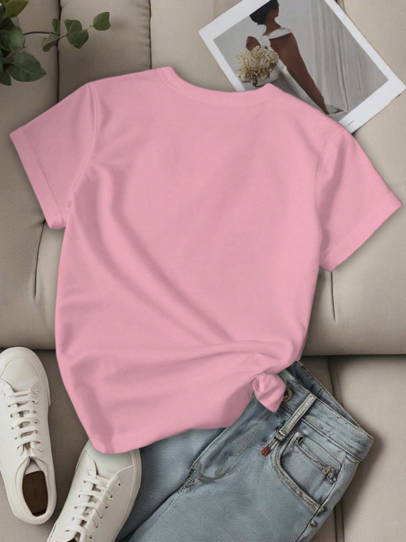 EZwear Women's Letter Printed Short Sleeve Top LOS ANGELES - WestLine Apparel