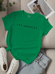 EZwear Women's Letter Printed Short Sleeve Top LOS ANGELES - WestLine Apparel
