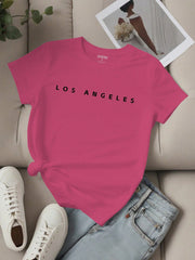 EZwear Women's Letter Printed Short Sleeve Top LOS ANGELES - WestLine Apparel