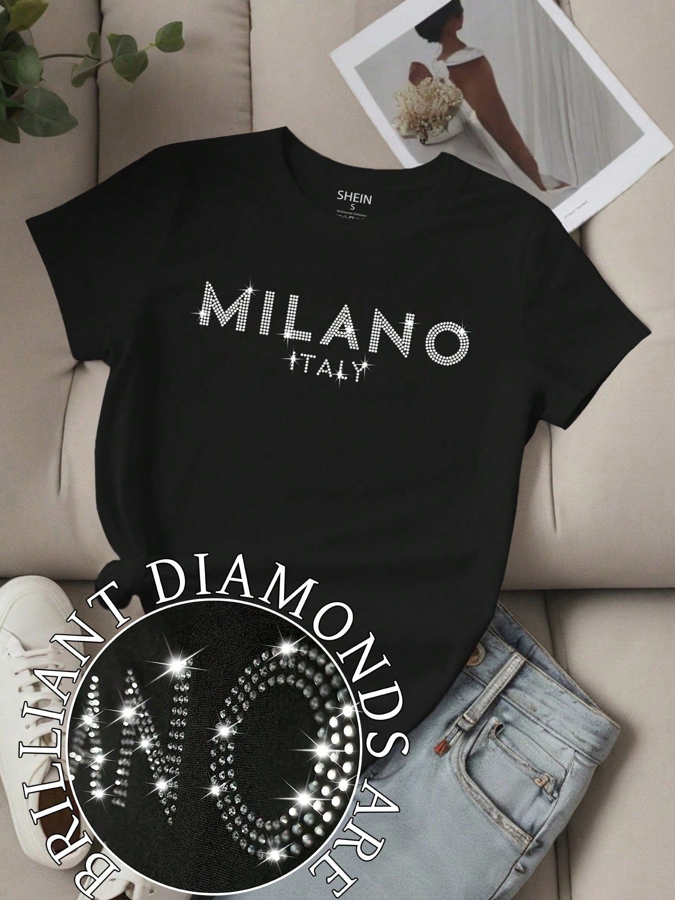 EZwear Women's Letter Printed Short Sleeve Top LOS ANGELES - WestLine Apparel