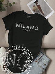 EZwear Women's Letter Printed Short Sleeve Top LOS ANGELES - WestLine Apparel