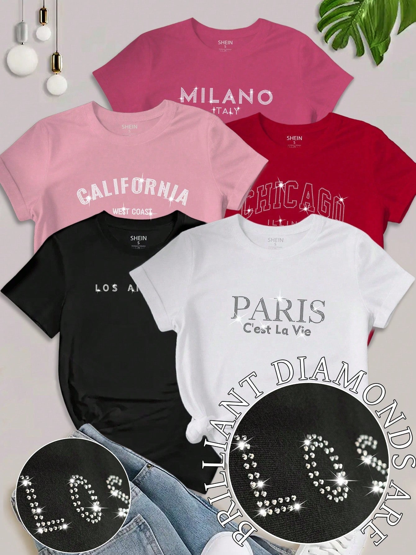 EZwear Women's Letter Printed Short Sleeve Top LOS ANGELES - WestLine Apparel