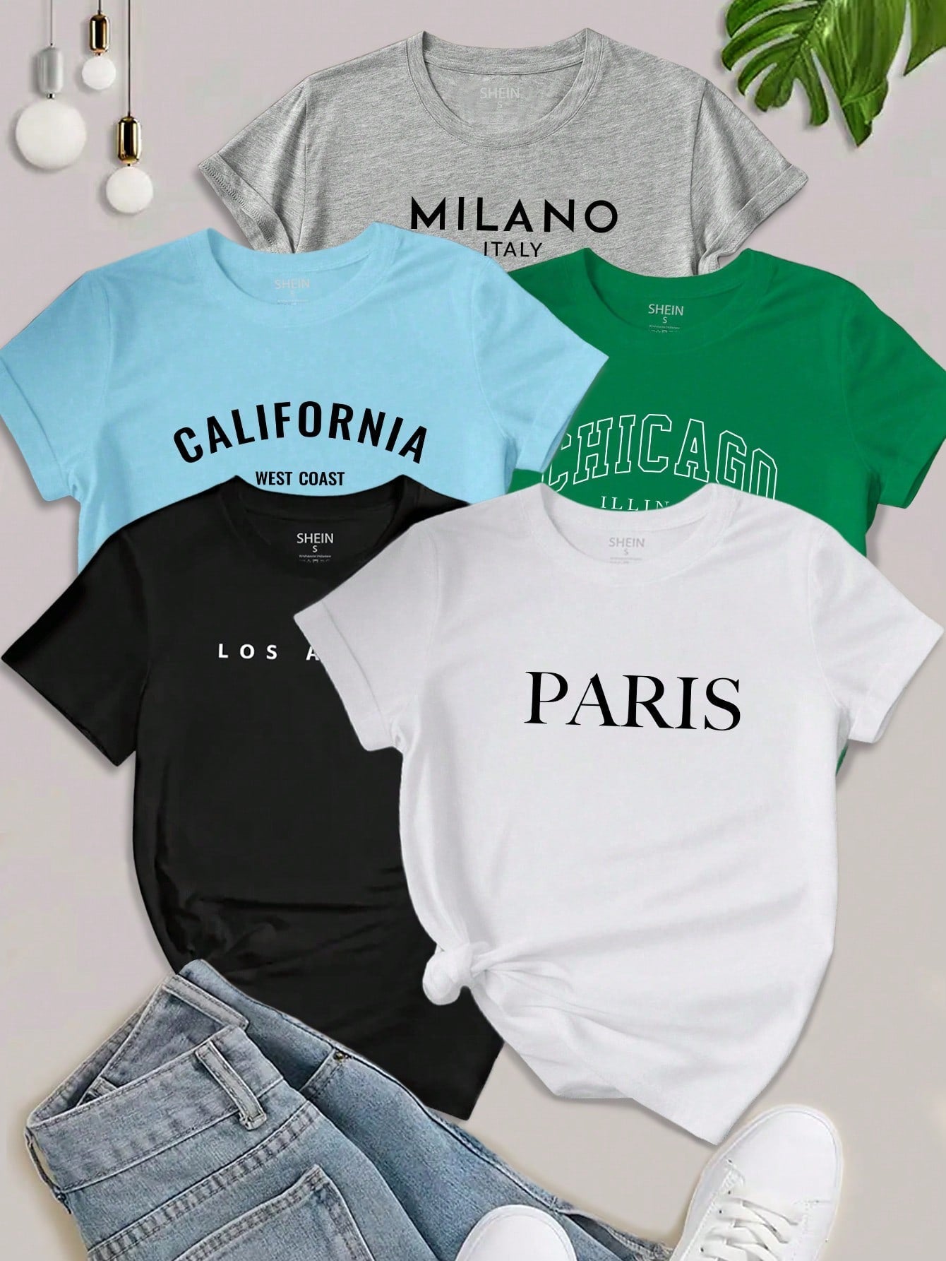 EZwear Women's Letter Printed Short Sleeve Top LOS ANGELES - WestLine Apparel