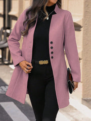 Essnce Solid Color Single Breasted Casual Woolen Jacket - WestLine Apparel