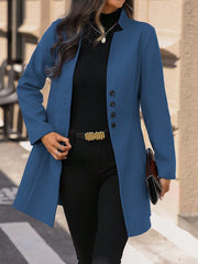 Essnce Solid Color Single Breasted Casual Woolen Jacket - WestLine Apparel