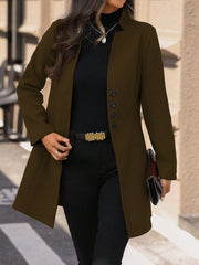 Essnce Solid Color Single Breasted Casual Woolen Jacket - WestLine Apparel