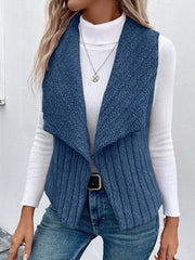 Essnce Waterfall Collar Open Front Flannel Vest Coat - WestLine Apparel