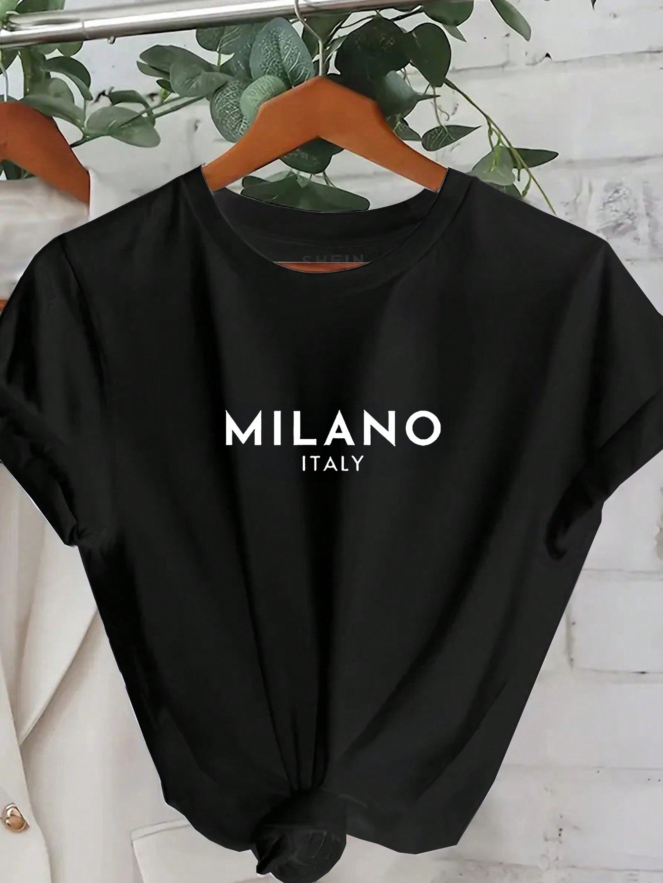 Essnce Women's Letter Print Round Neck Short Sleeve T-Shirt - WestLine Apparel