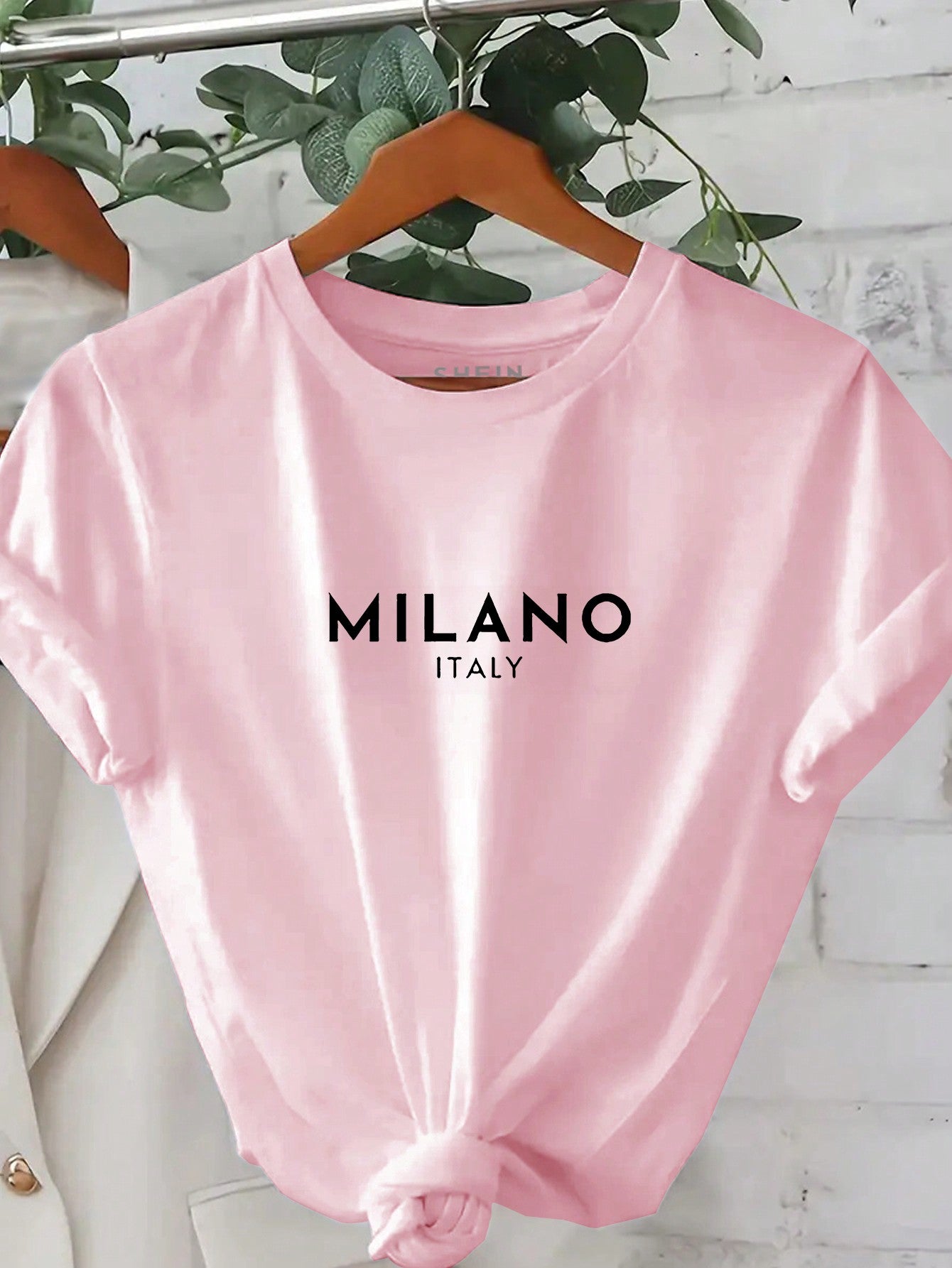 Essnce Women's Letter Print Round Neck Short Sleeve T-Shirt - WestLine Apparel