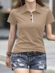 Essnce Women's Short Sleeve Casual Polo Neck T-Shirt For Summer - WestLine Apparel