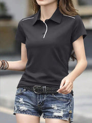 Essnce Women's Short Sleeve Casual Polo Neck T-Shirt For Summer - WestLine Apparel