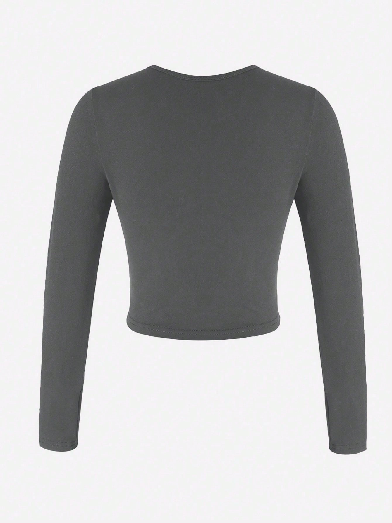 Essnce Women's Solid Color Round Neck Long Sleeve T-shirt - WestLine Apparel