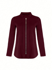 Essnce Women's Solid Color Simple Daily Zipper Regular Jacket - WestLine Apparel