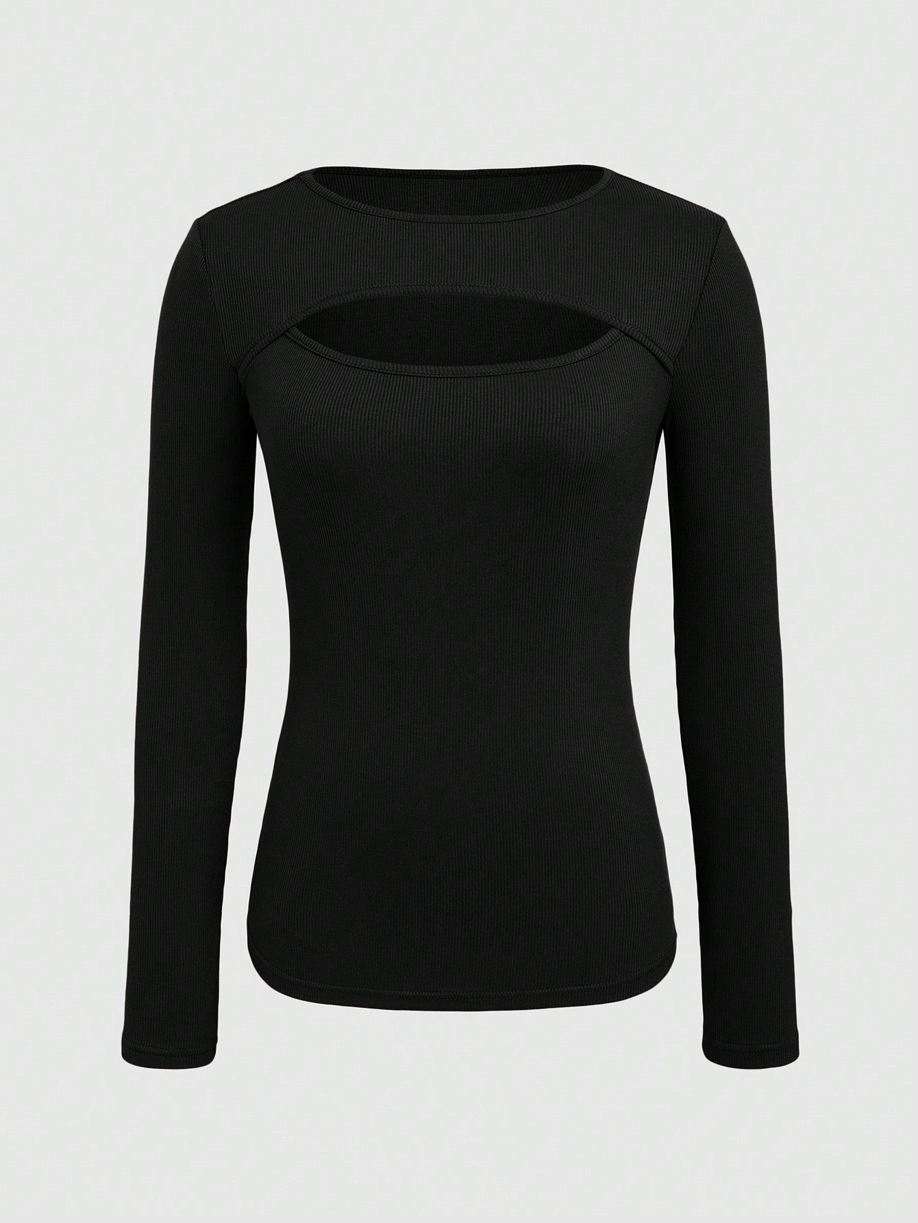 Essnce Women's Solid Color Slim Fit Long Sleeve Ribbed T-shirt - WestLine Apparel