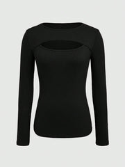 Essnce Women's Solid Color Slim Fit Long Sleeve Ribbed T-shirt - WestLine Apparel