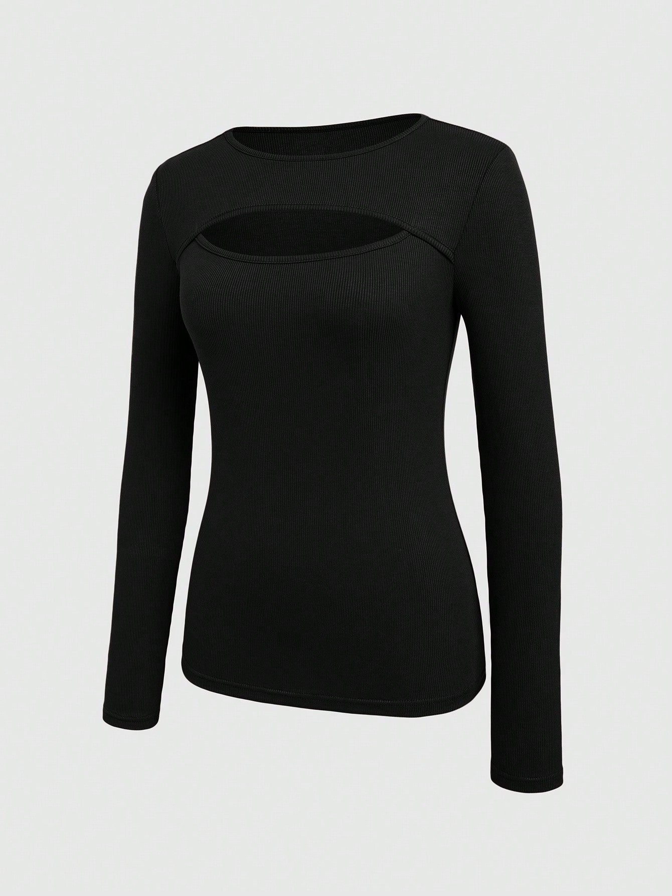 Essnce Women's Solid Color Slim Fit Long Sleeve Ribbed T-shirt - WestLine Apparel