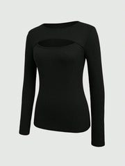 Essnce Women's Solid Color Slim Fit Long Sleeve Ribbed T-shirt - WestLine Apparel