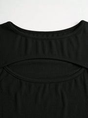 Essnce Women's Solid Color Slim Fit Long Sleeve Ribbed T-shirt - WestLine Apparel