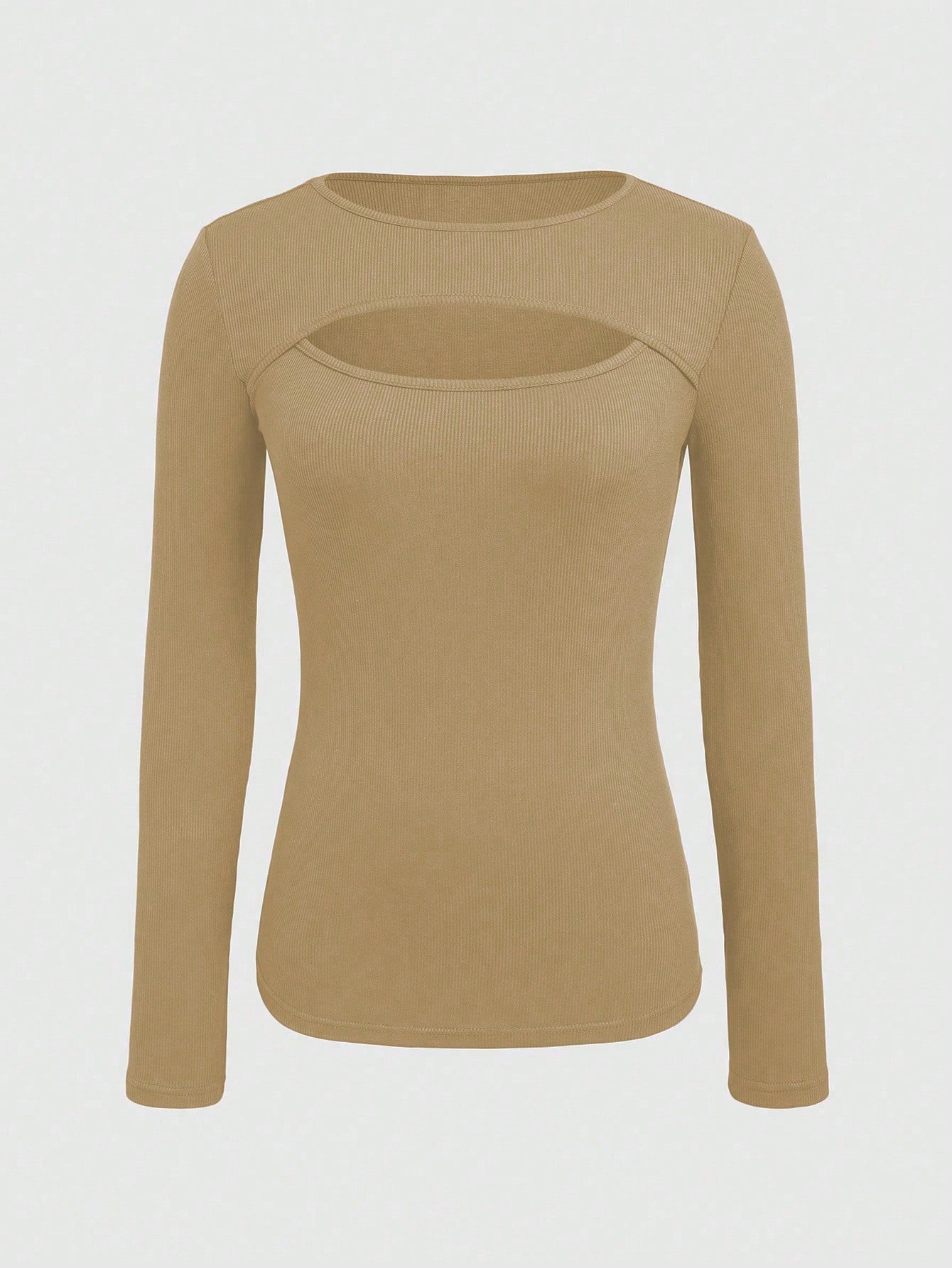 Essnce Women's Solid Color Slim Fit Long Sleeve Ribbed T-shirt - WestLine Apparel