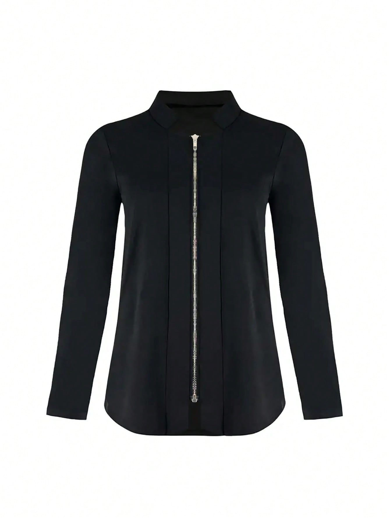 Essnce Women's Solid Color Stand Collar Casual Jacket - WestLine Apparel