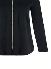 Essnce Women's Solid Color Stand Collar Casual Jacket - WestLine Apparel