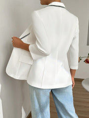 Frenchy Women's Slim Fit Solid Color Jacket With Lapel Collar - WestLine Apparel