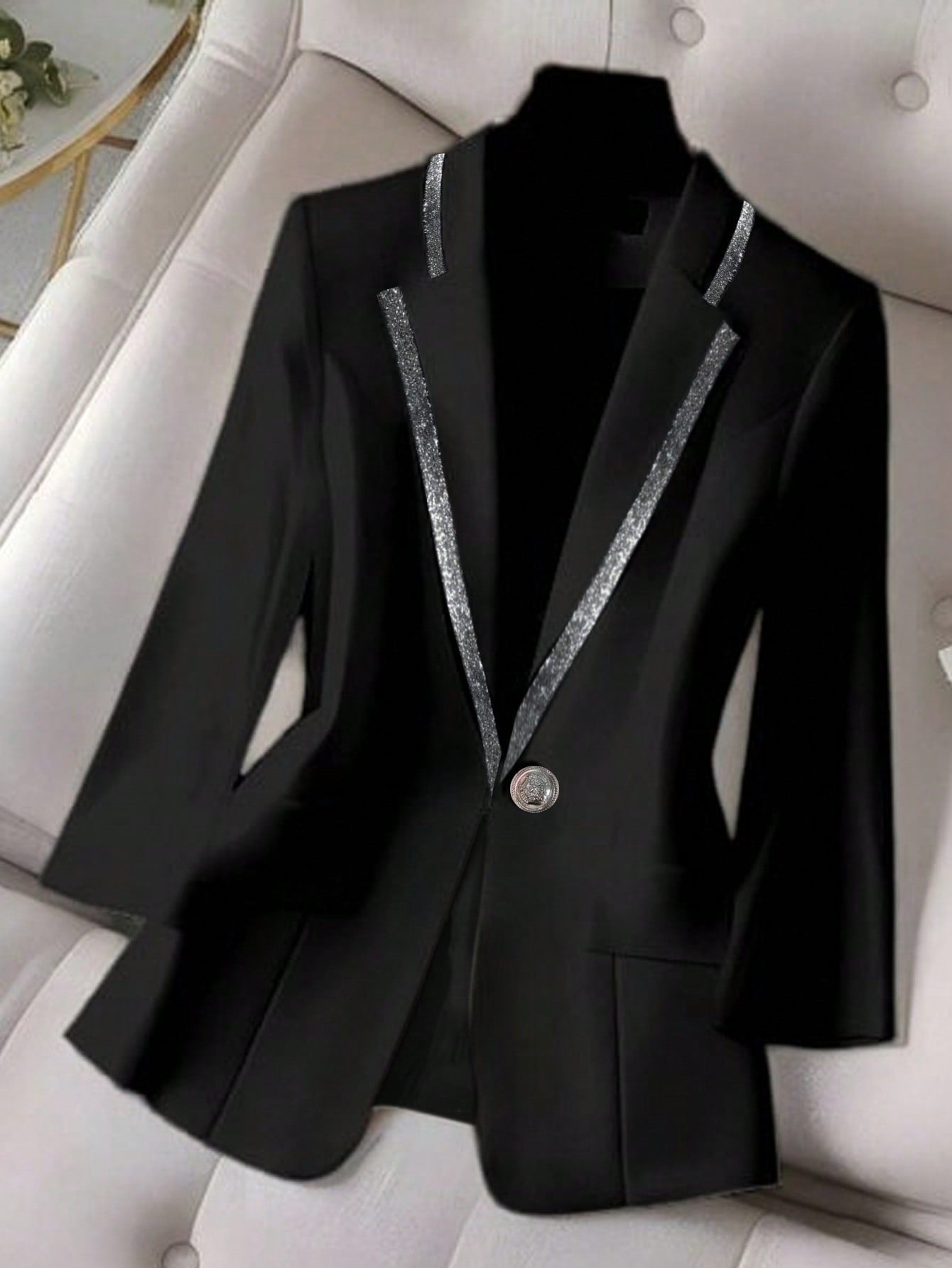 Frenchy Women's Slim Fit Solid Color Jacket With Lapel Collar - WestLine Apparel