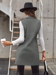 LUNE Casual Solid Color Double-Breasted Sleeveless Wool Coat, Autumn/Winter - WestLine Apparel