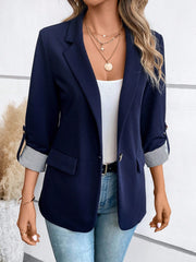 LUNE Roll Tab Sleeve Single Button Blazer - WestLine Apparel