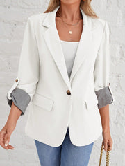 LUNE Roll Tab Sleeve Single Button Blazer - WestLine Apparel