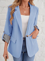 LUNE Roll Tab Sleeve Single Button Blazer - WestLine Apparel