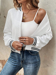 LUNE Striped Trim Zip Up Jacket - WestLine Apparel