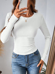LUNE Women's Casual Ribbed Long Sleeve Slim Fit Base Layer T-Shirt, Suitable For Autumn & Winter - WestLine Apparel