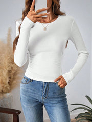 LUNE Women's Casual Ribbed Long Sleeve Slim Fit Base Layer T-Shirt, Suitable For Autumn & Winter - WestLine Apparel