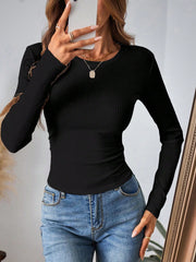 LUNE Women's Casual Ribbed Long Sleeve Slim Fit Base Layer T-Shirt, Suitable For Autumn & Winter - WestLine Apparel
